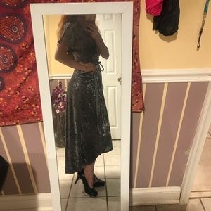 Grey suede maxi dress